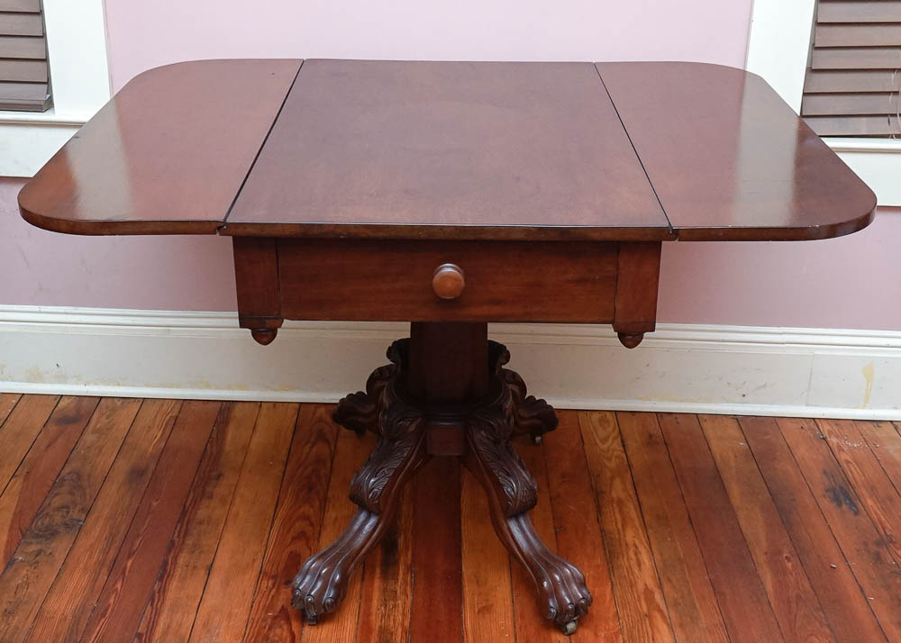 Antique Drop Leaf Pedestal Dining Table