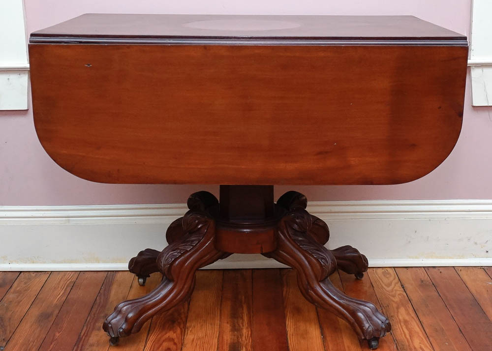 Antique Drop Leaf Pedestal Dining Table