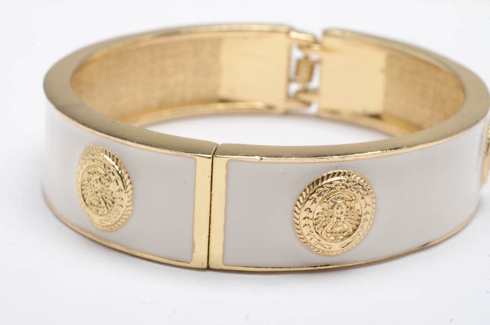 Hermes Style Enamel Bangle Bracelet