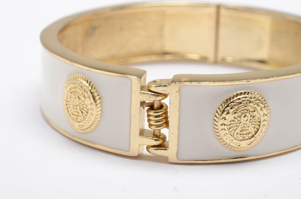 Hermes Style Enamel Bangle Bracelet