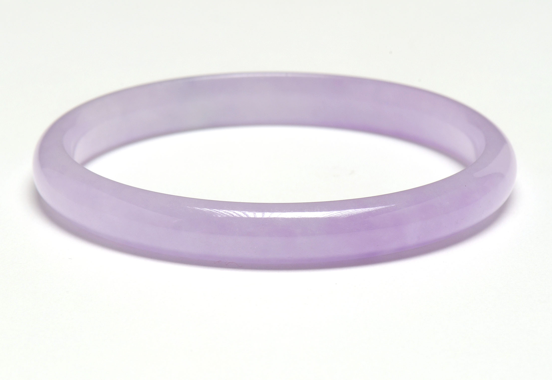 Two Polished Dyed Lavender Jadeite Bangle Bracelets