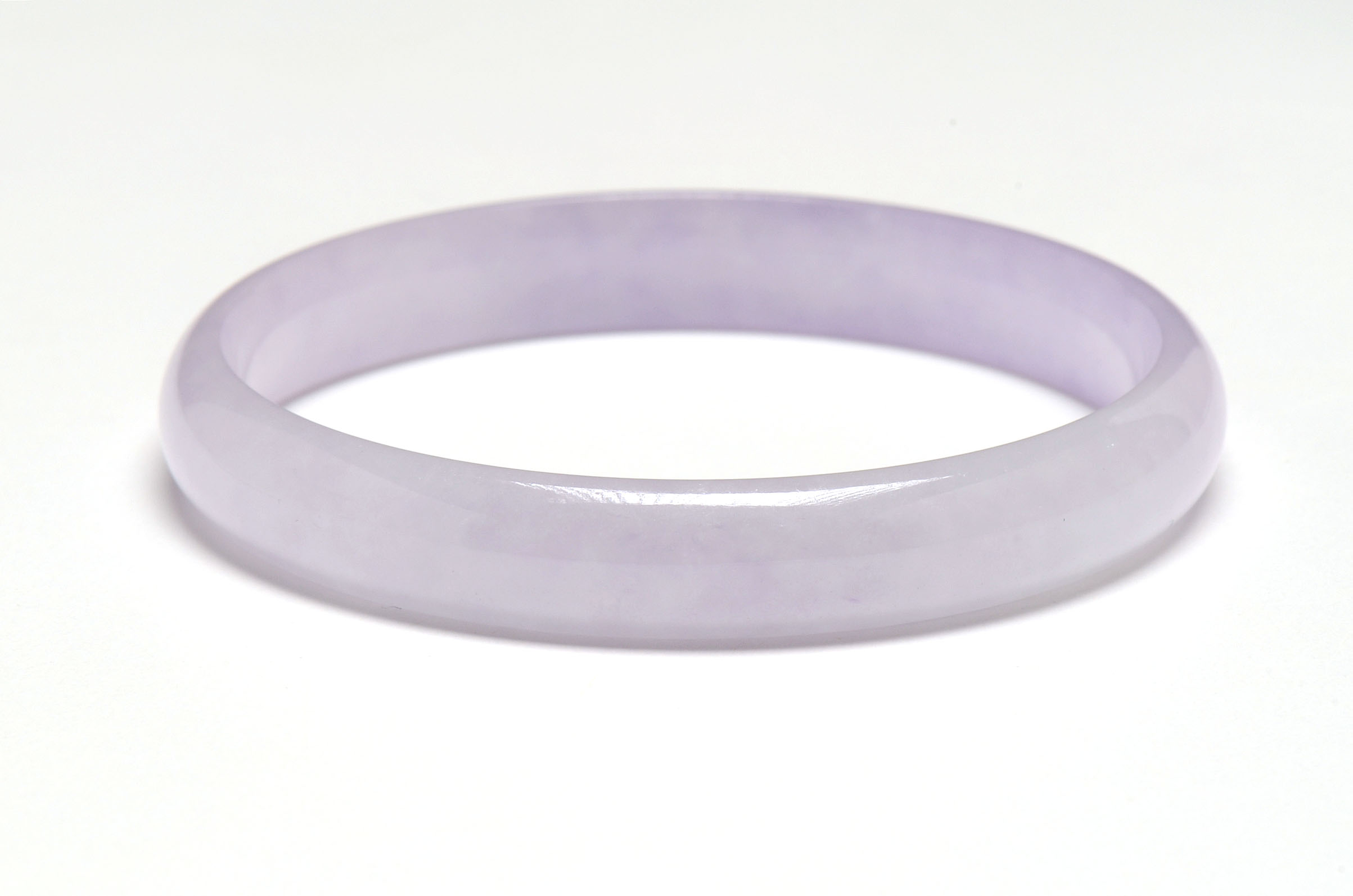 Two Polished Dyed Lavender Jadeite Bangle Bracelets
