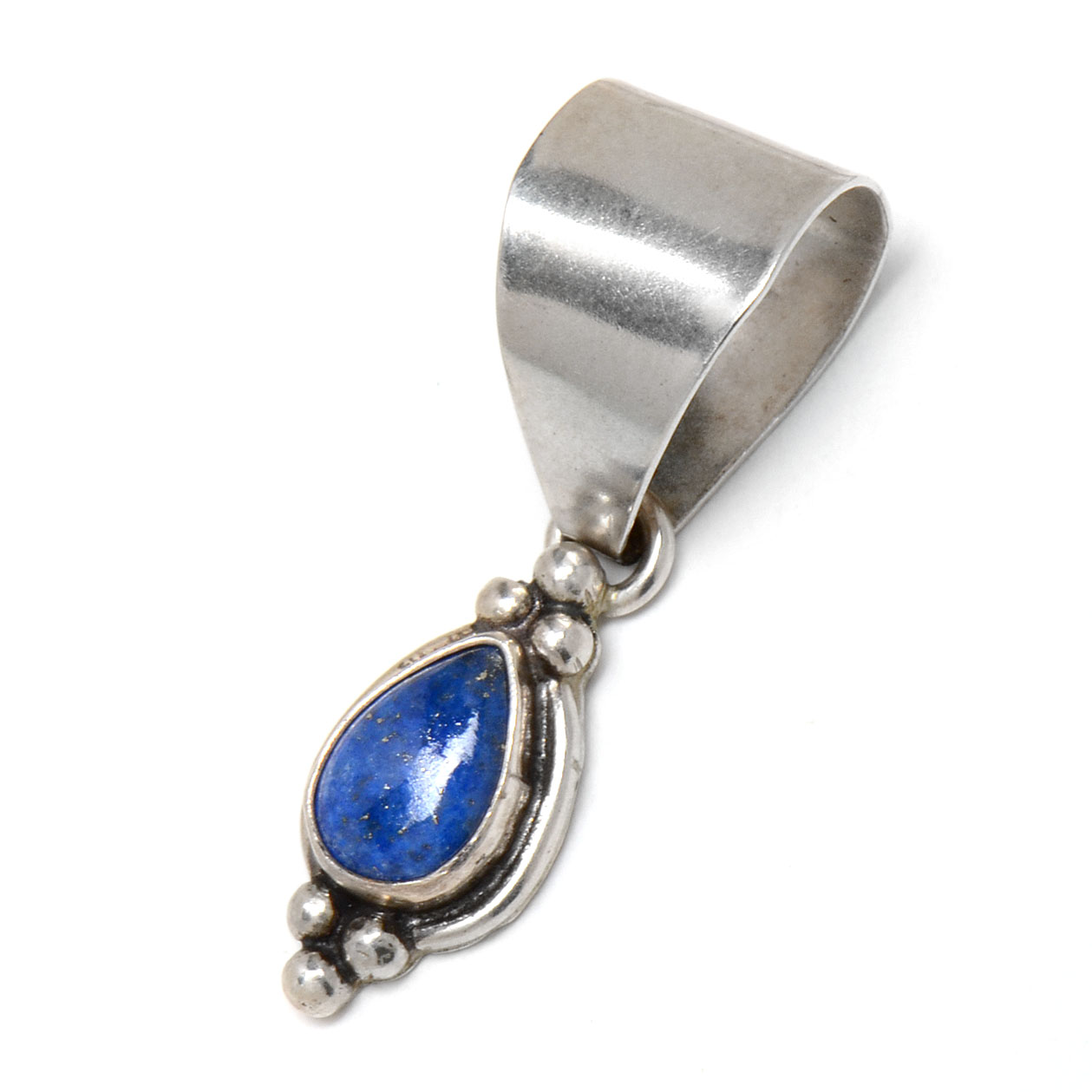 Native American Navajo P. Skeets Signed Sterling Silver Dyed Lapis Lazuli Drop Pendant