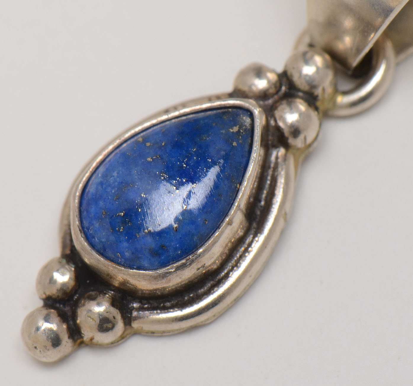 Native American Navajo P. Skeets Signed Sterling Silver Dyed Lapis Lazuli Drop Pendant