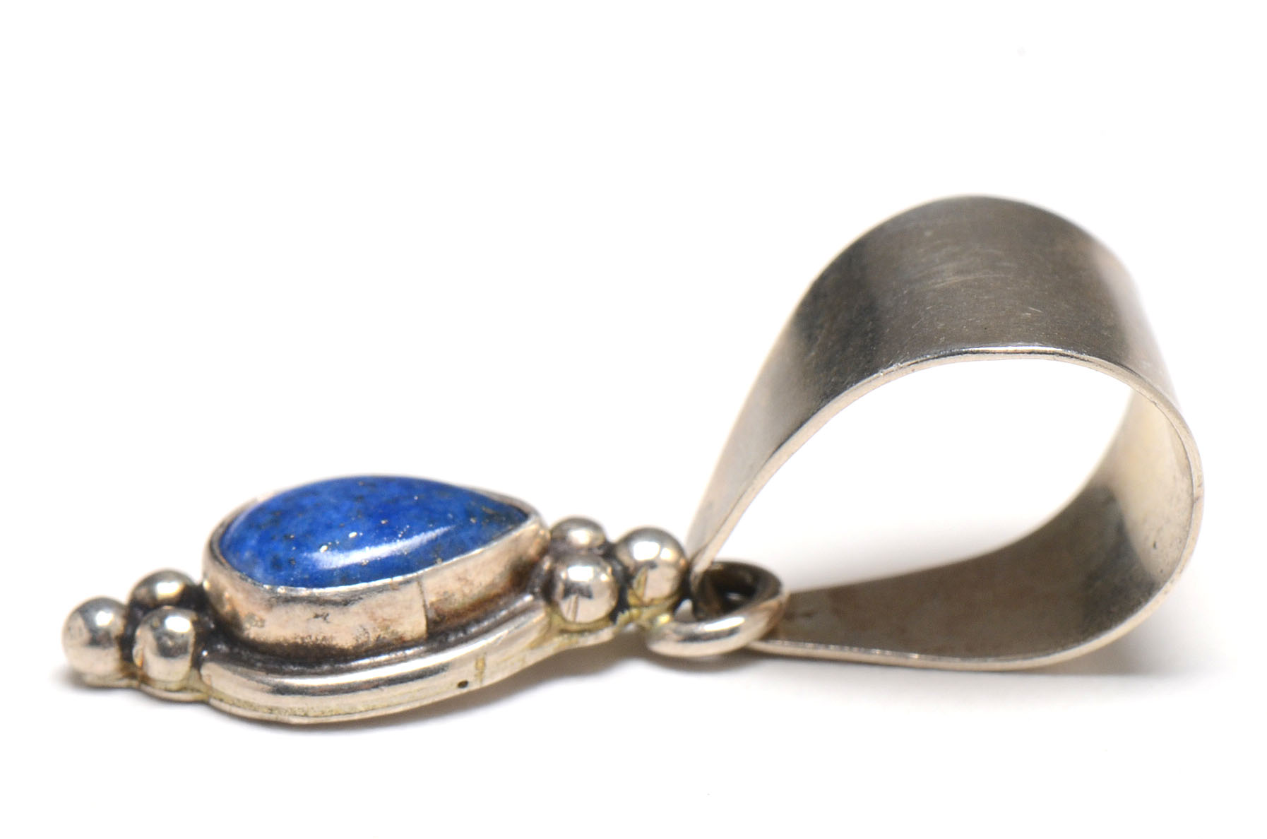 Native American Navajo P. Skeets Signed Sterling Silver Dyed Lapis Lazuli Drop Pendant