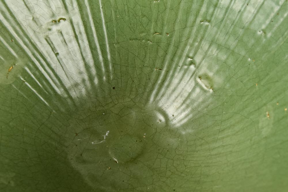 Vintage Green Stoneware Lotus Serving Bowl