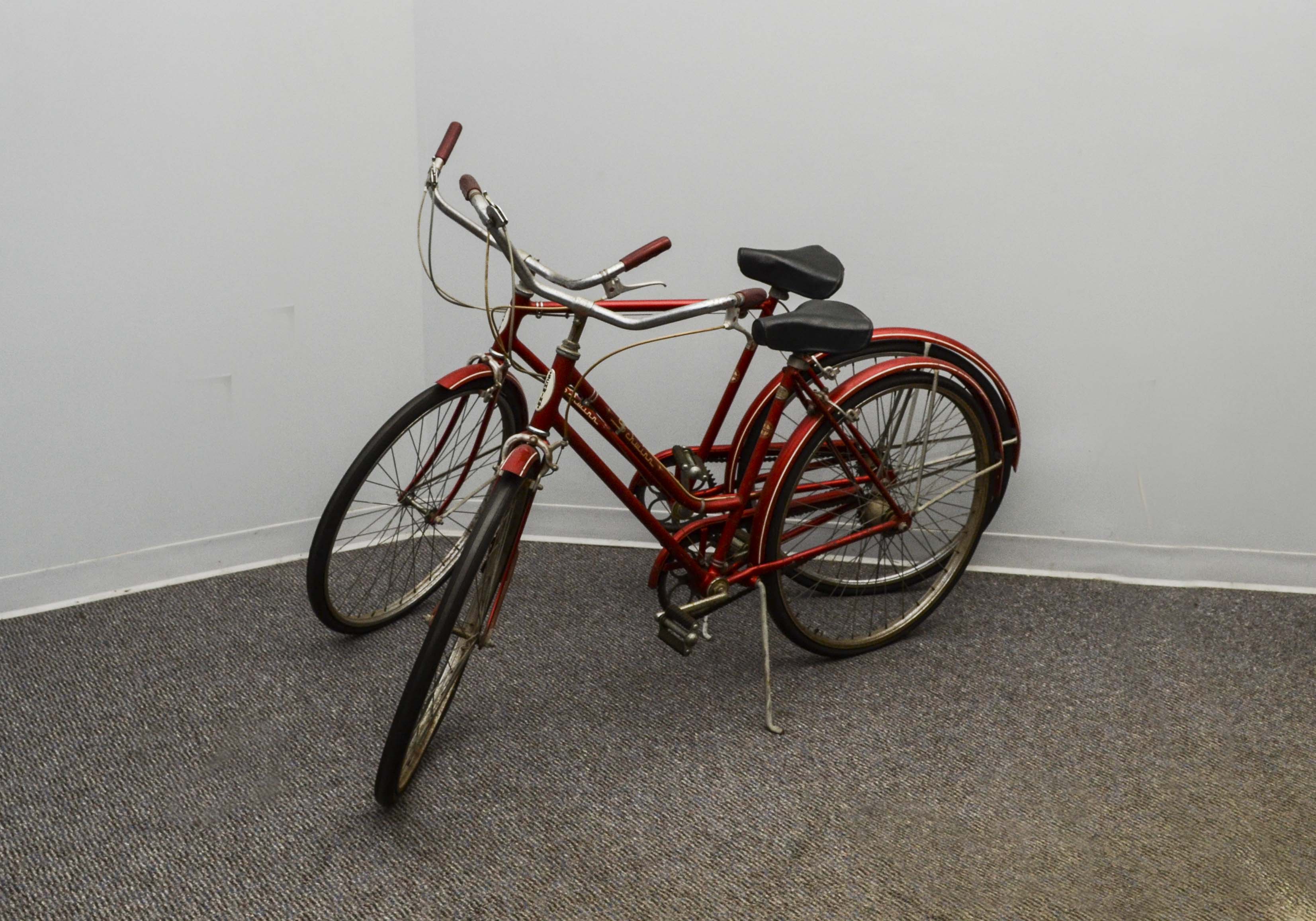 Pair of  Vintage Red Schwinn Racer Bicycles