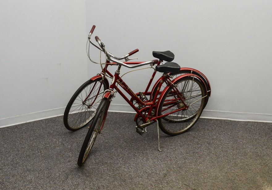 Pair of  Vintage Red Schwinn Racer Bicycles