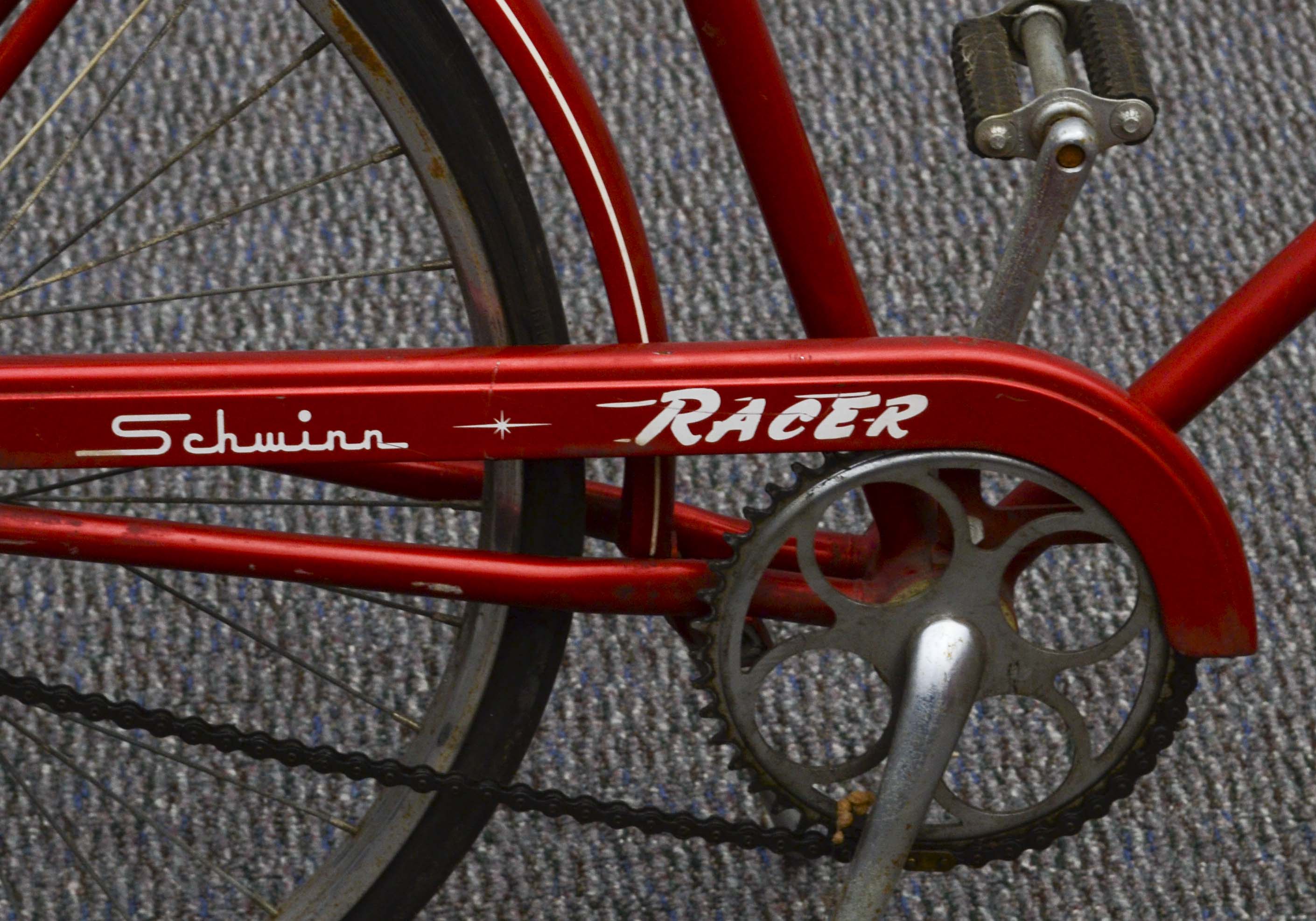 Pair of  Vintage Red Schwinn Racer Bicycles
