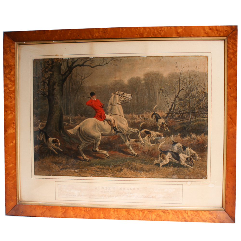 Victorian Color Engraving "A View Halloo"