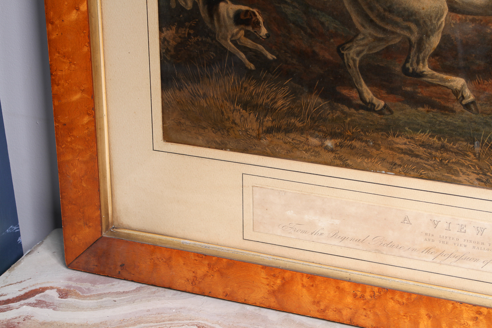 Victorian Color Engraving "A View Halloo"