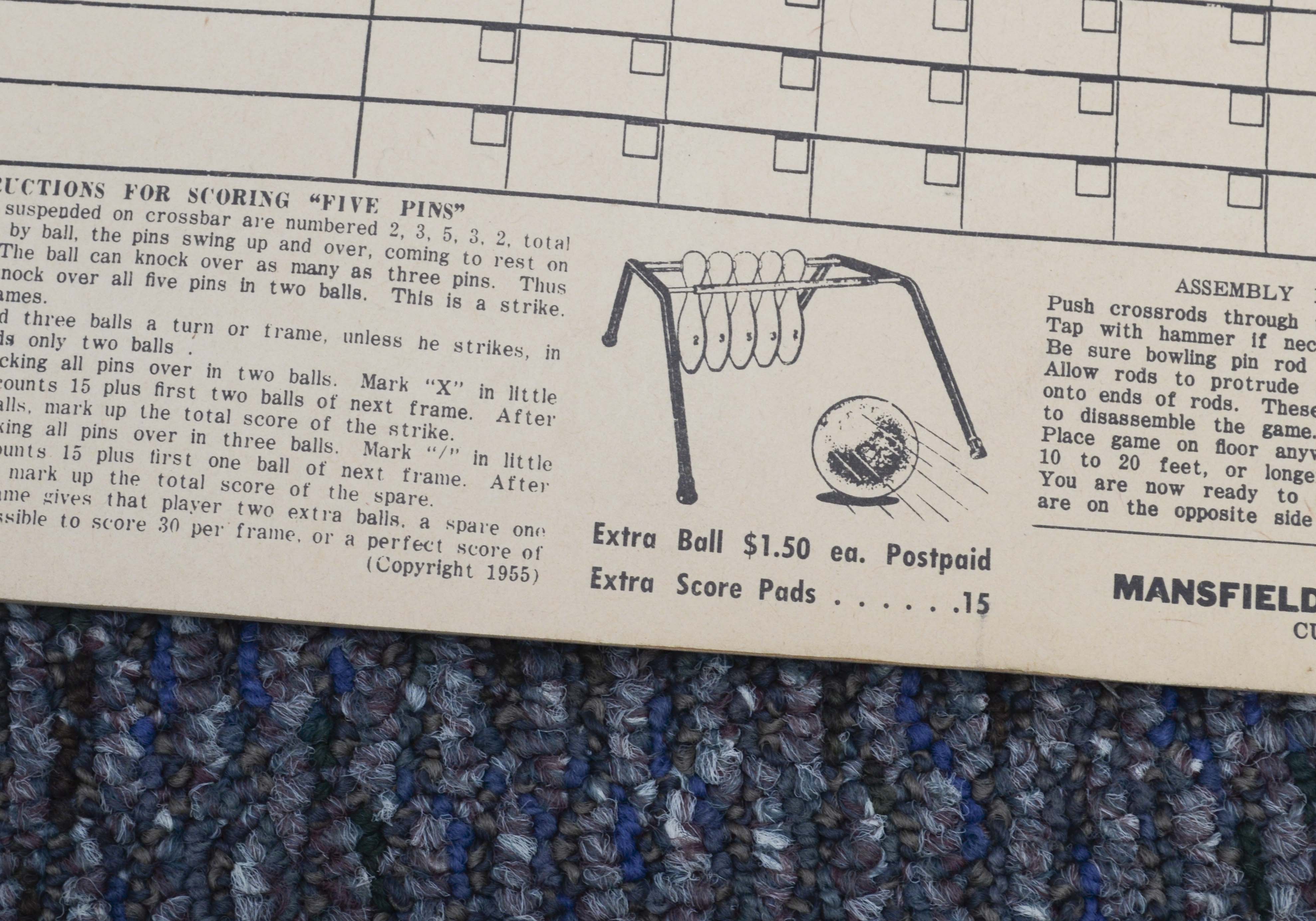 Vintage Mansfield Zesiger Bowling Set