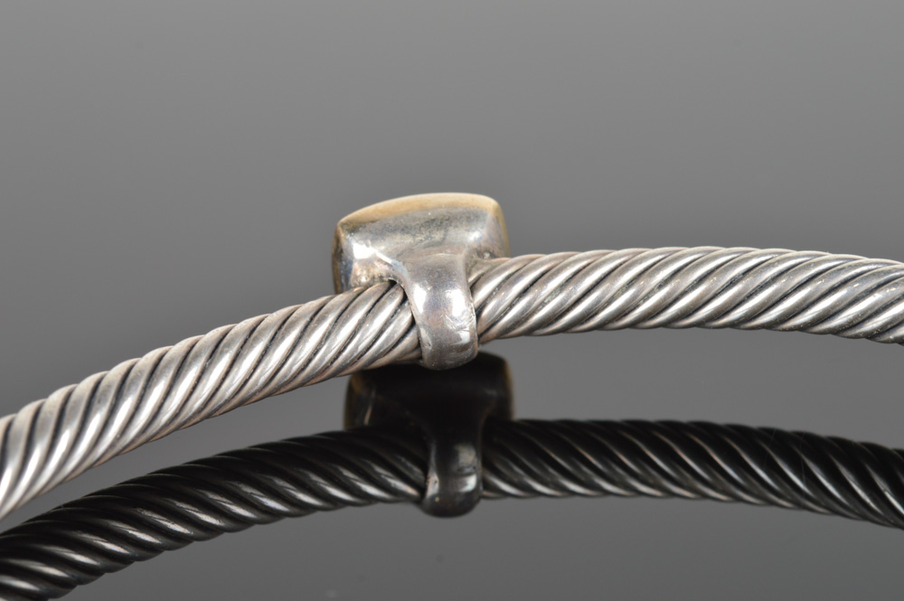 David Yurman Sterling Silver and 18K Yellow Gold Cuff Bracelet