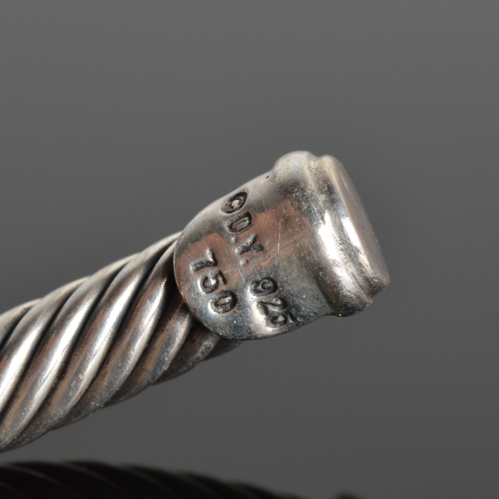 David Yurman Sterling Silver and 18K Yellow Gold Cuff Bracelet