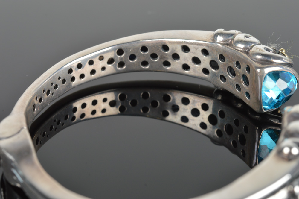 Samuel Behnam Sterling Silver and 18K Yellow Gold, Blue Topaz and Amethyst Accented Cuff