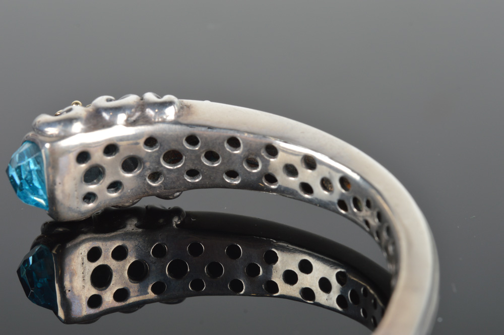 Samuel Behnam Sterling Silver and 18K Yellow Gold, Blue Topaz and Amethyst Accented Cuff