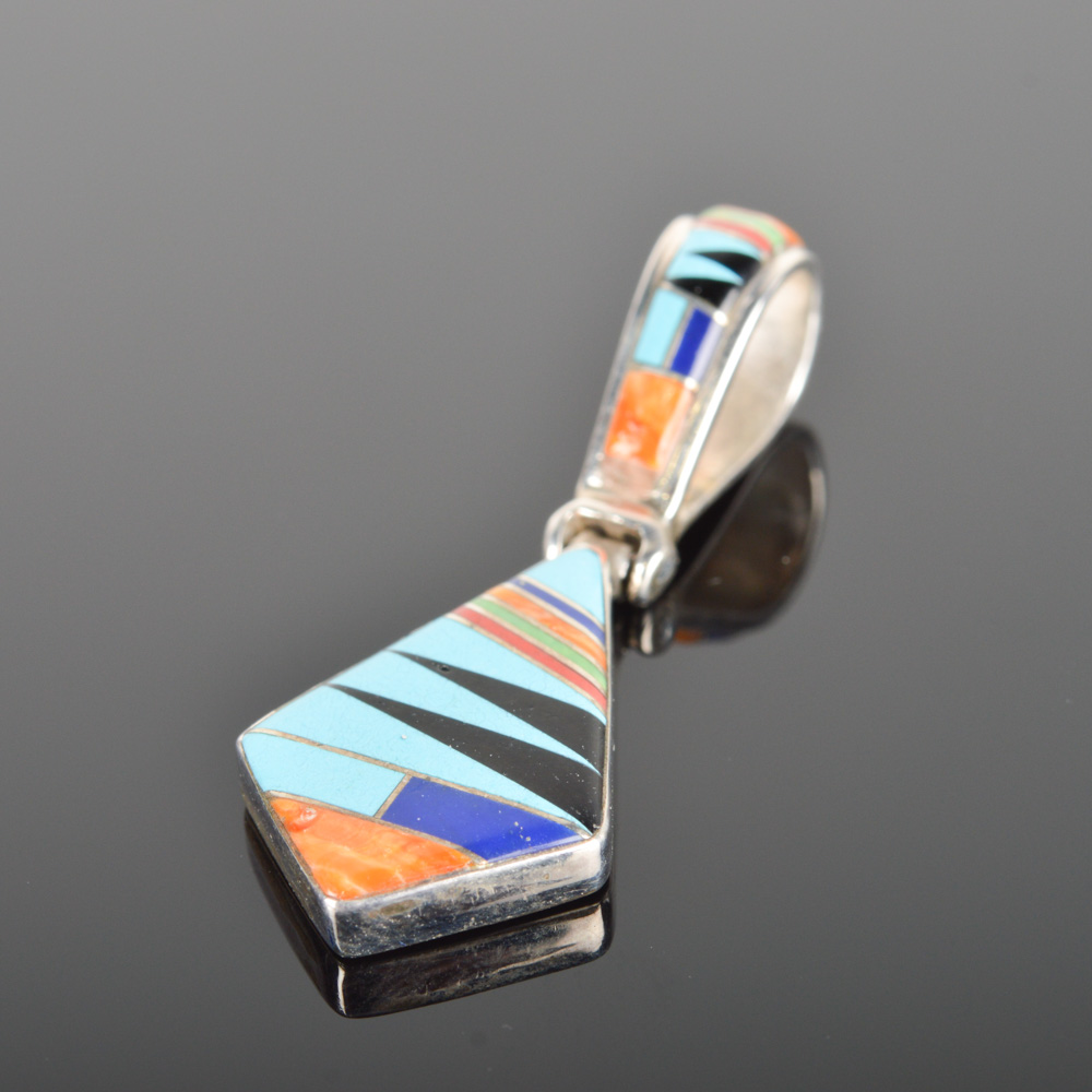 Signed Sterling Silver Inlaid Pendant