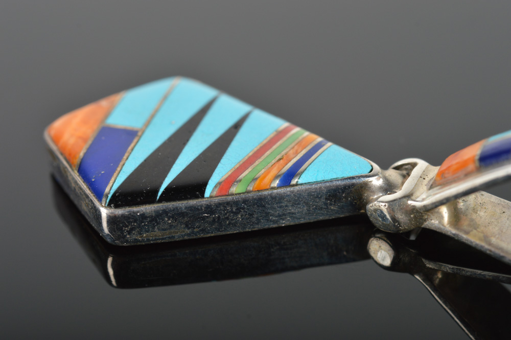 Signed Sterling Silver Inlaid Pendant