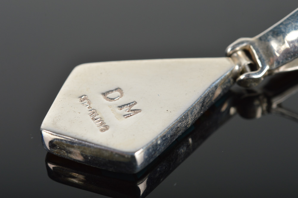 Signed Sterling Silver Inlaid Pendant