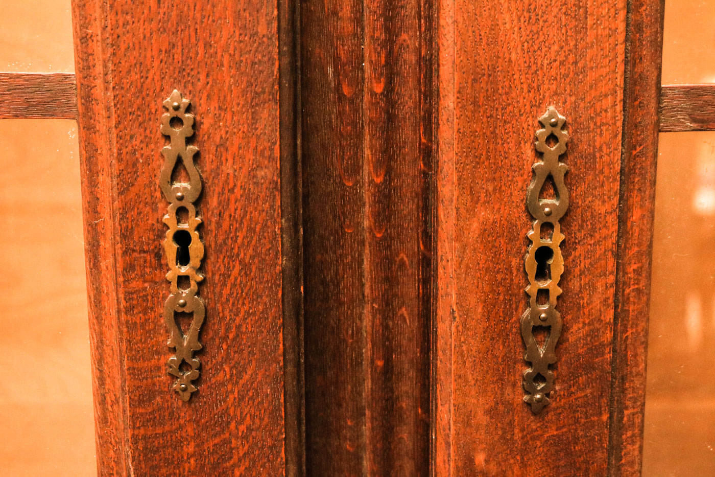 Vintage Wooden China Cabinet with Glass Doors