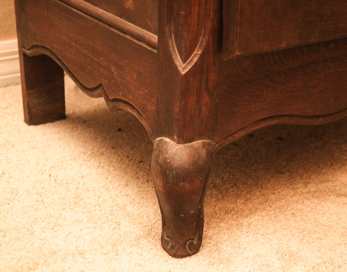 Vintage Wooden China Cabinet with Glass Doors