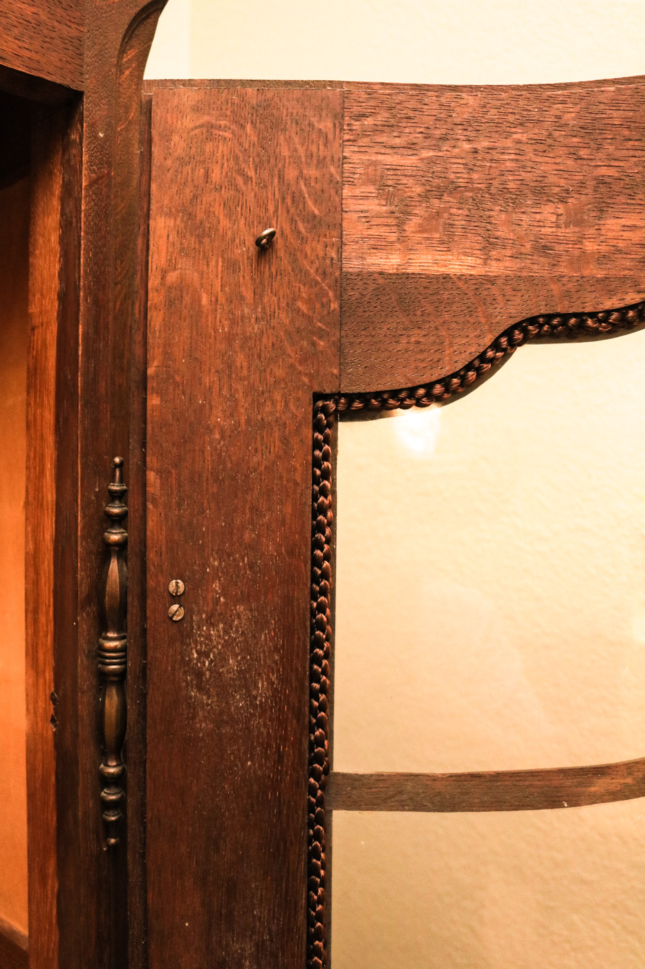 Vintage Wooden China Cabinet with Glass Doors