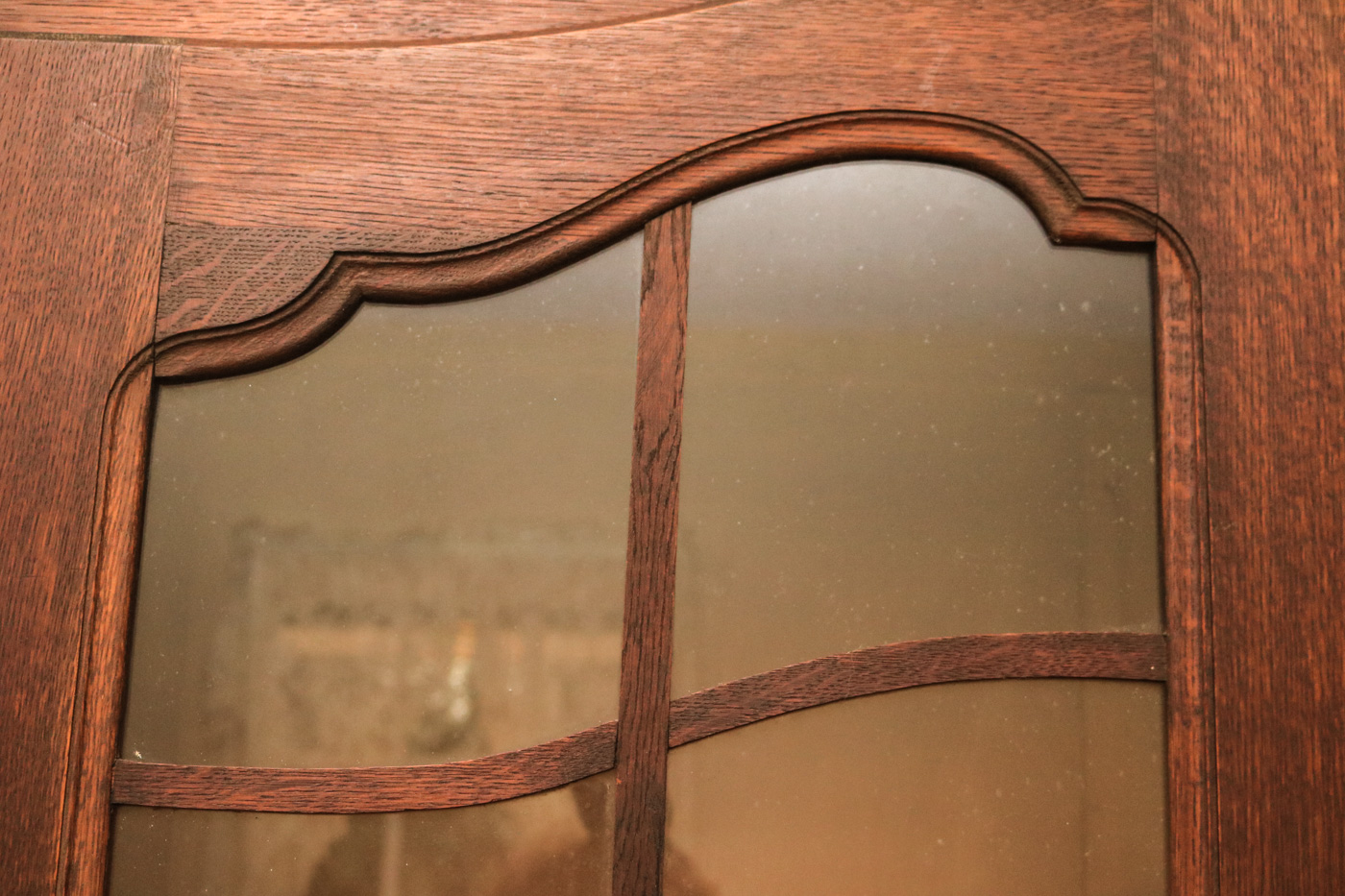 Vintage Wooden China Cabinet with Glass Doors