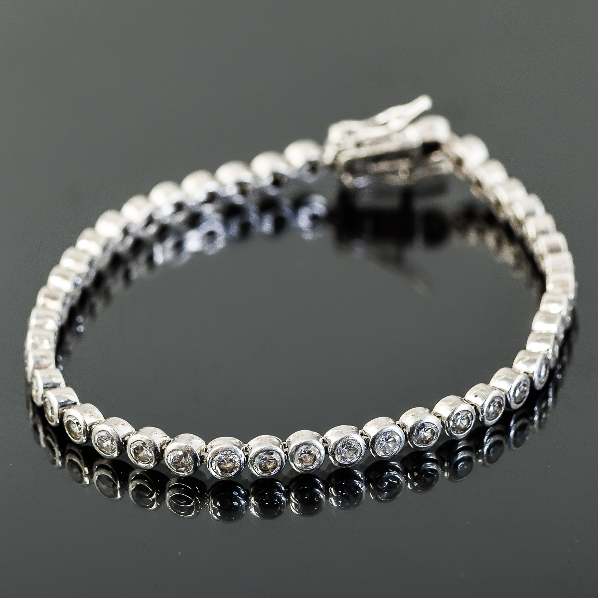 Sterling Silver and Bezel Set Cubic Zirconia Tennis Bracelet