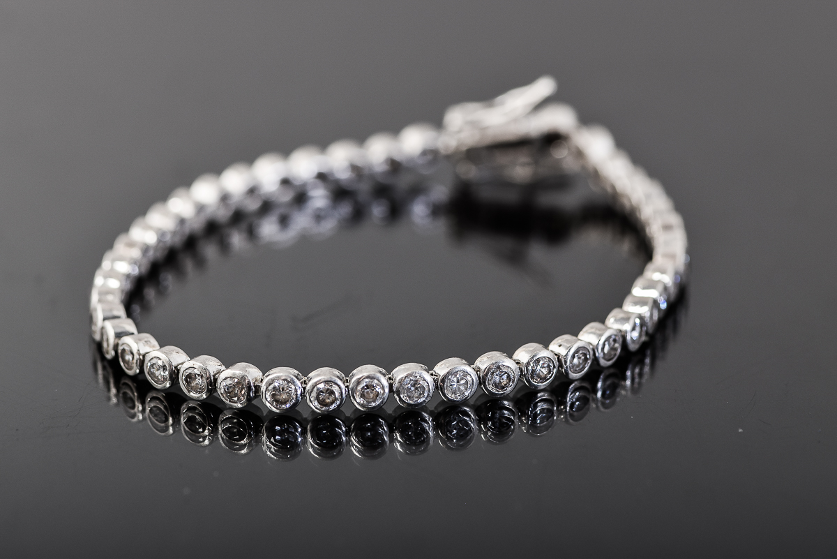 Sterling Silver and Bezel Set Cubic Zirconia Tennis Bracelet