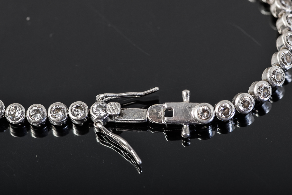 Sterling Silver and Bezel Set Cubic Zirconia Tennis Bracelet