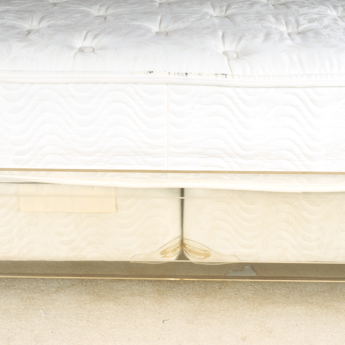 King Size Acrylic Canopy Bed Frame with Gold-Tone Accents