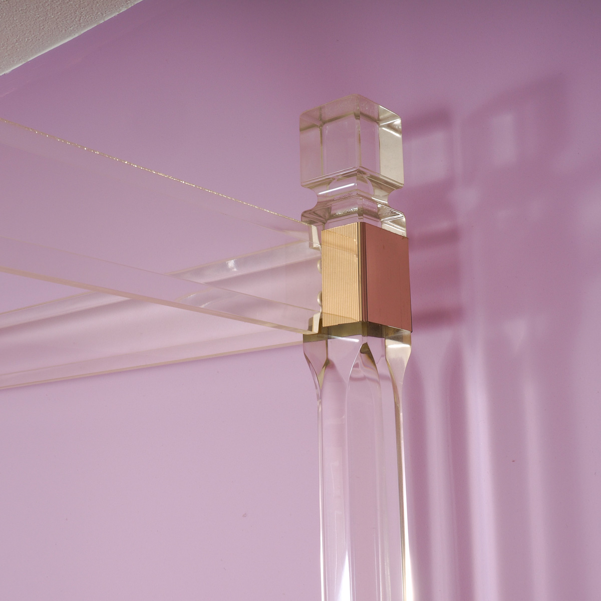 King Size Acrylic Canopy Bed Frame with Gold-Tone Accents