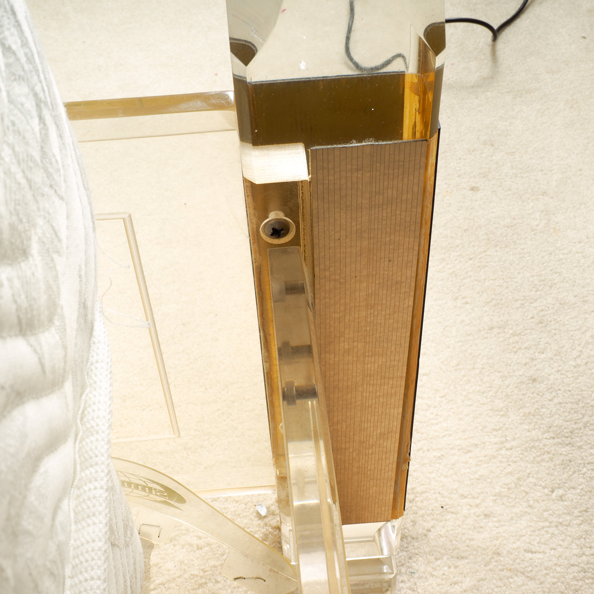 King Size Acrylic Canopy Bed Frame with Gold-Tone Accents