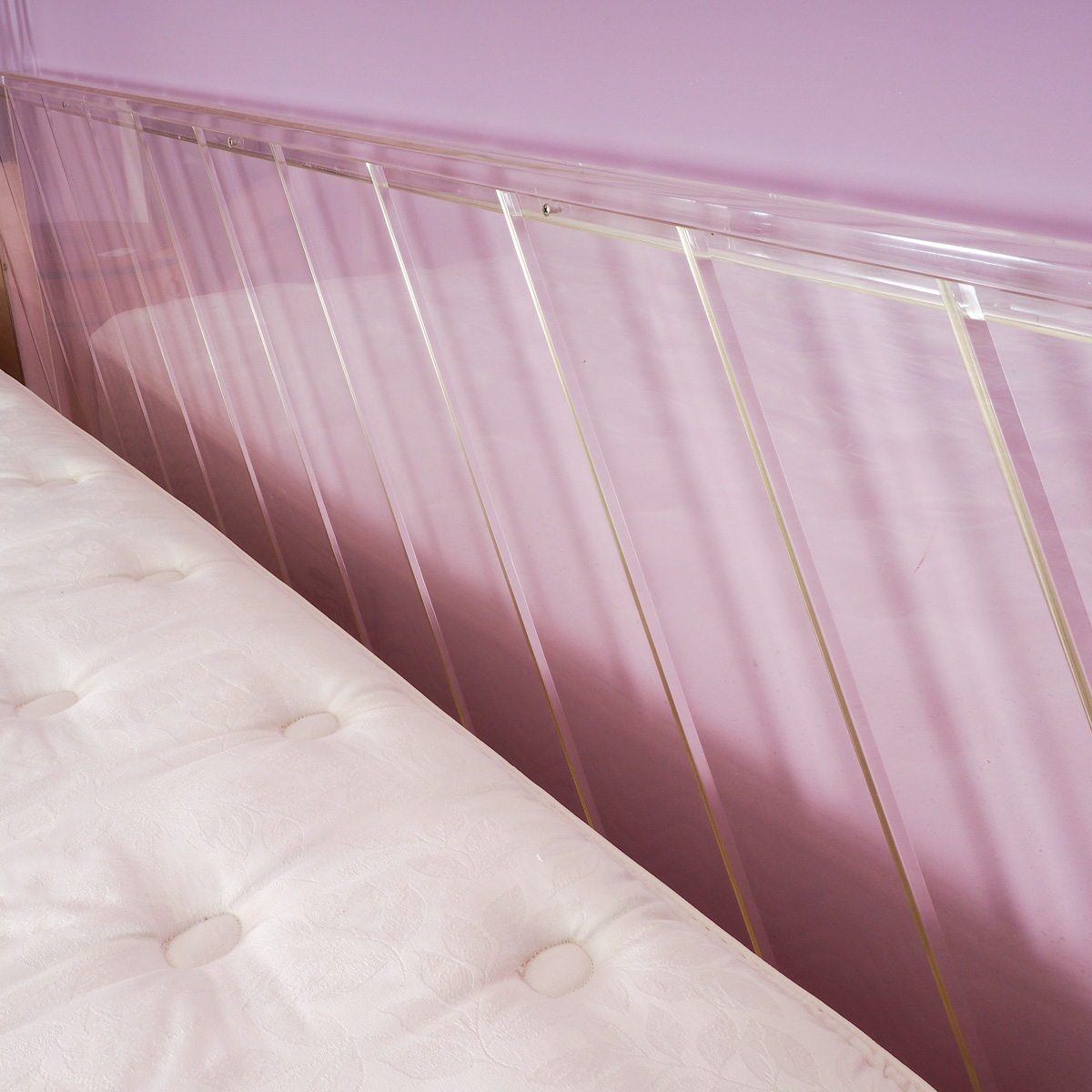 King Size Acrylic Canopy Bed Frame with Gold-Tone Accents