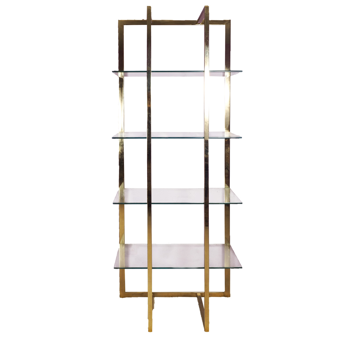 Glass and Brass Frame Bookshelf