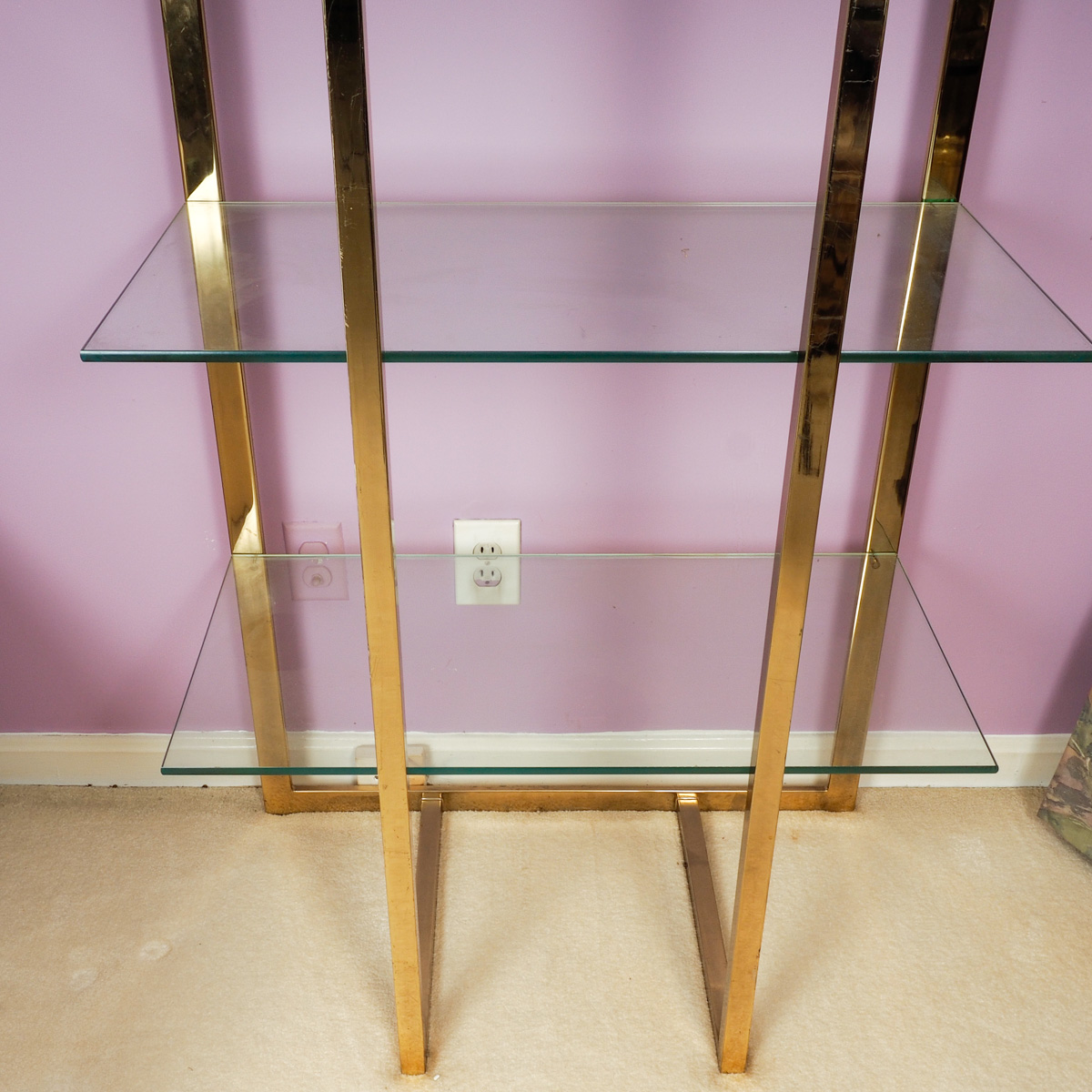 Glass and Brass Frame Bookshelf