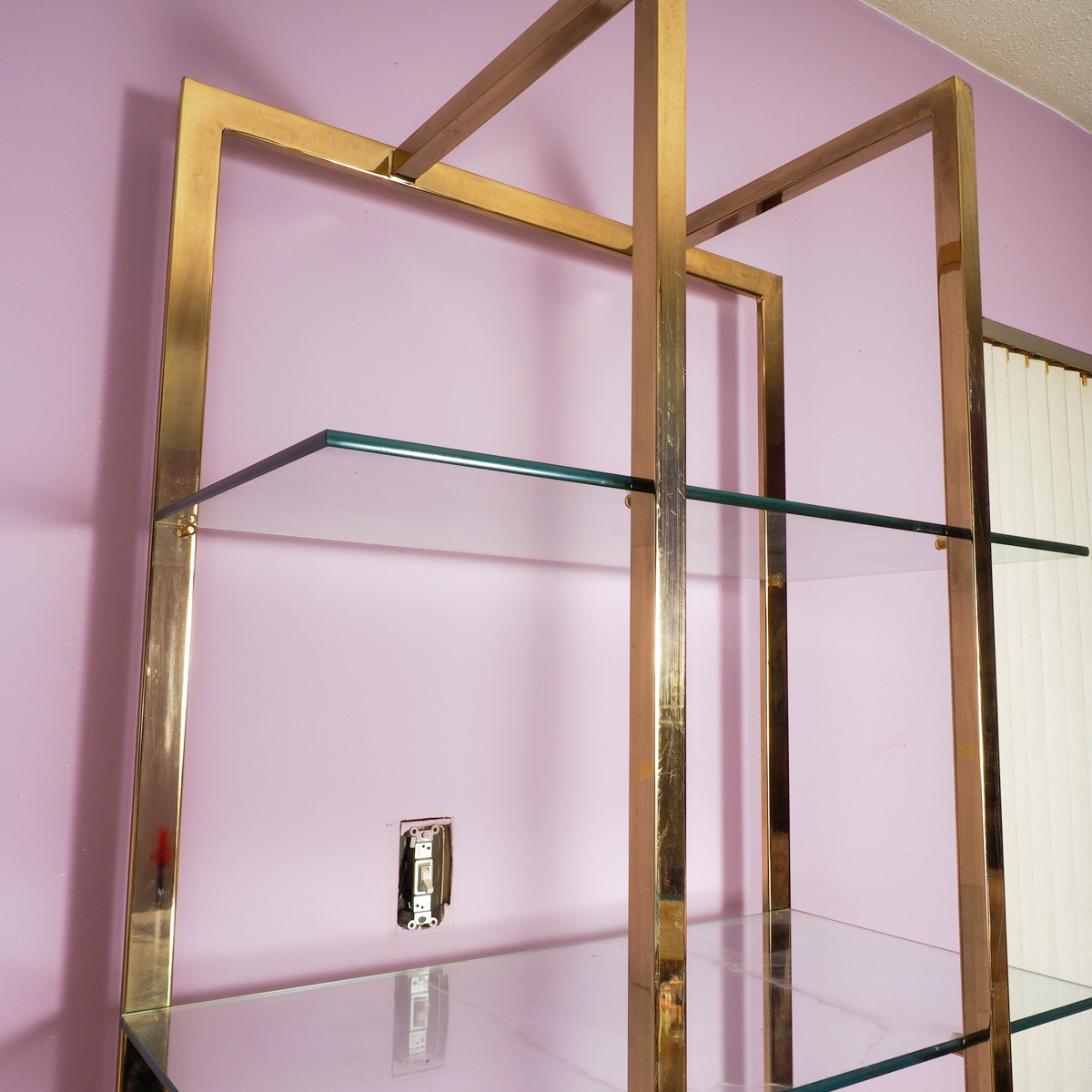 Glass and Brass Frame Bookshelf