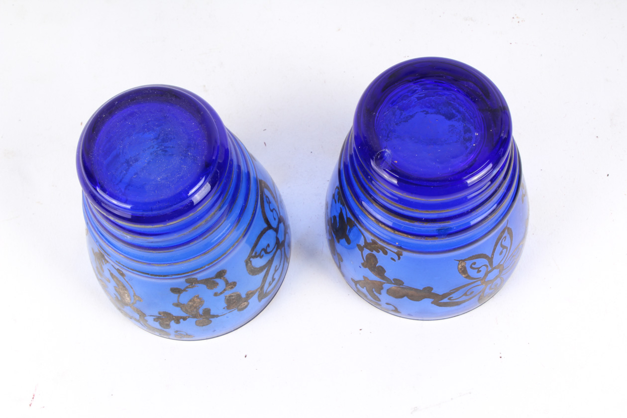 Cobalt Blue Decanter Set with Silver Overlay