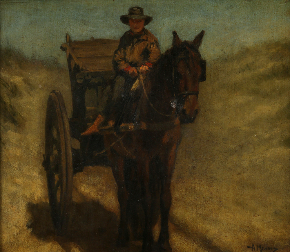 Anton Mauve Oil on Canvas of Cart Driver