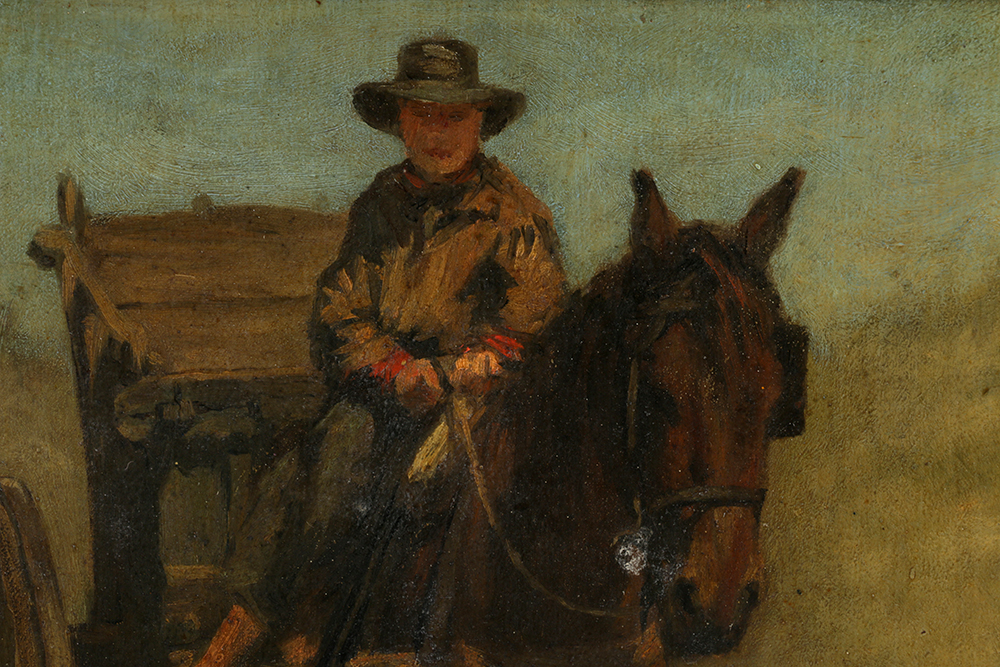 Anton Mauve Oil on Canvas of Cart Driver