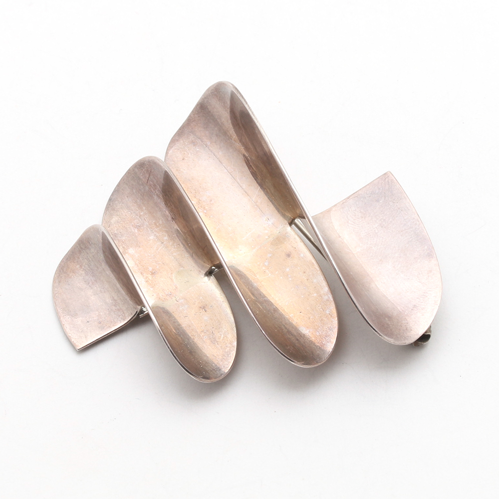 Sterling Silver Leander D'Ambrosia Necklace and Mexican Silver Brooch