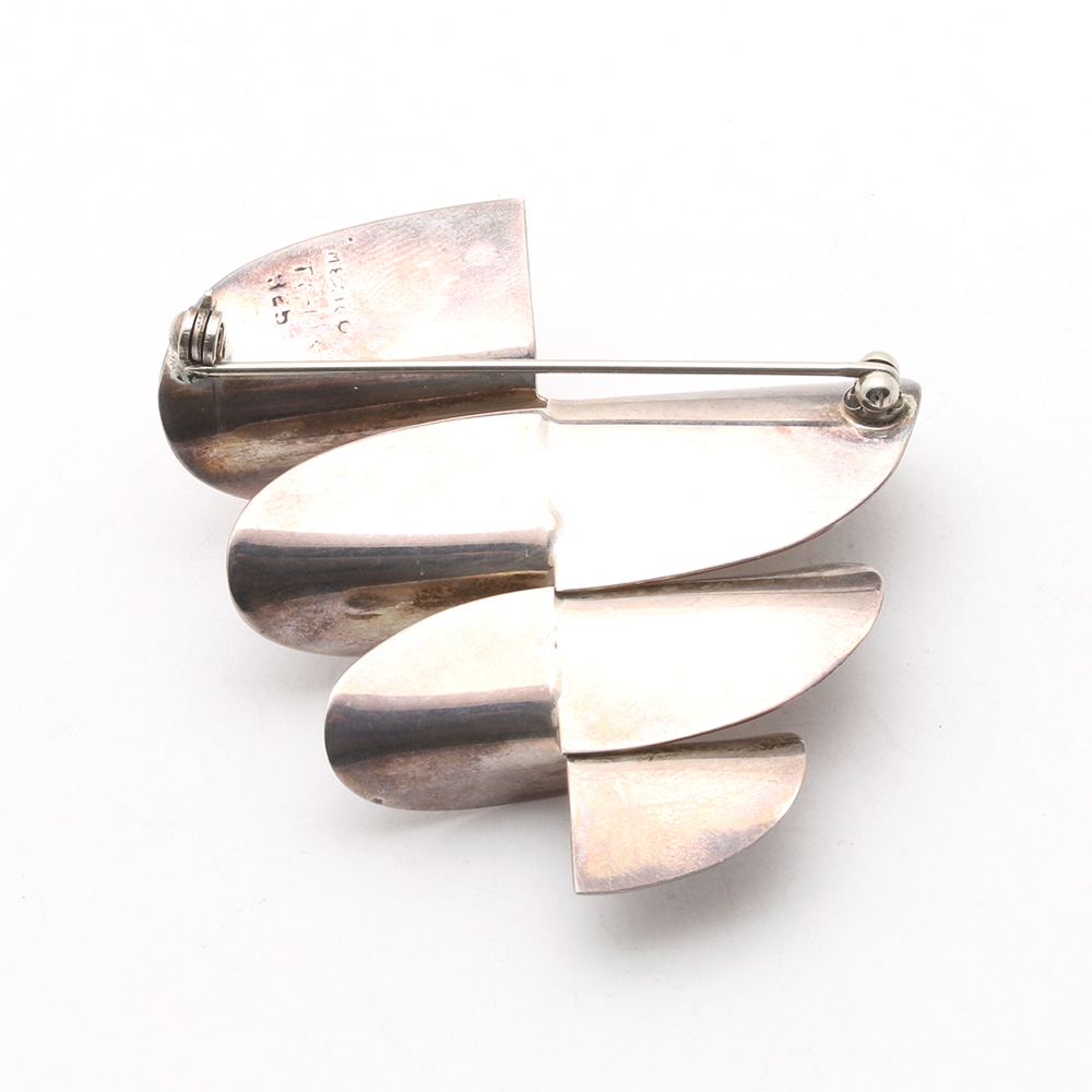 Sterling Silver Leander D'Ambrosia Necklace and Mexican Silver Brooch