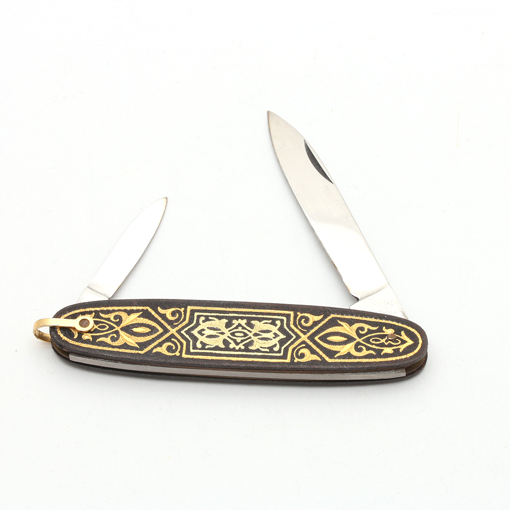 Toledo Spain Folding Pocket Knife with Gold Foil Inlay