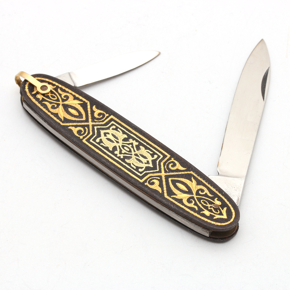 Toledo Spain Folding Pocket Knife with Gold Foil Inlay