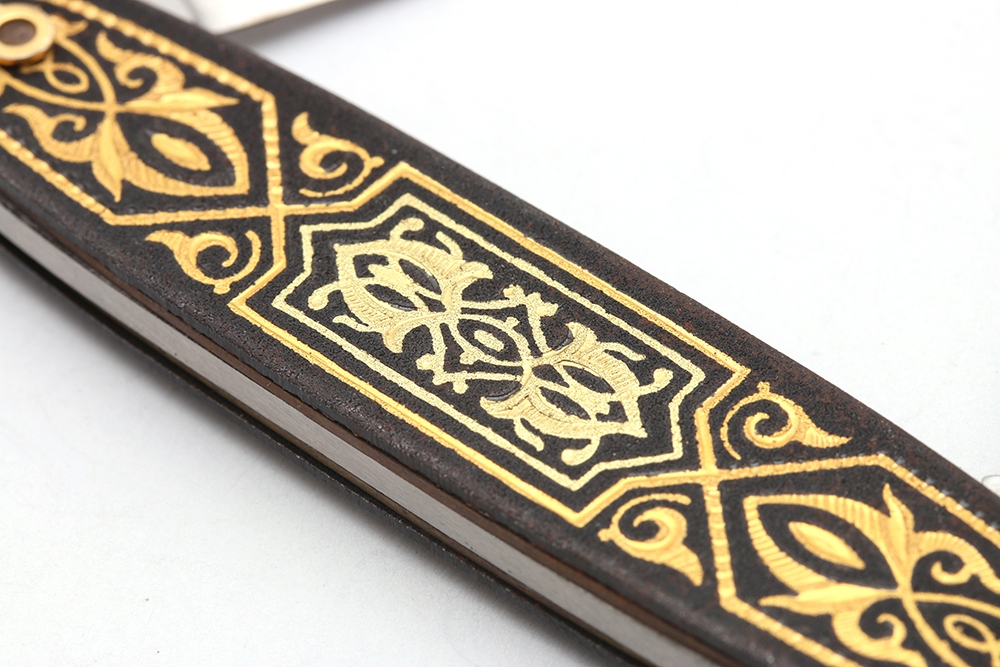 Toledo Spain Folding Pocket Knife with Gold Foil Inlay