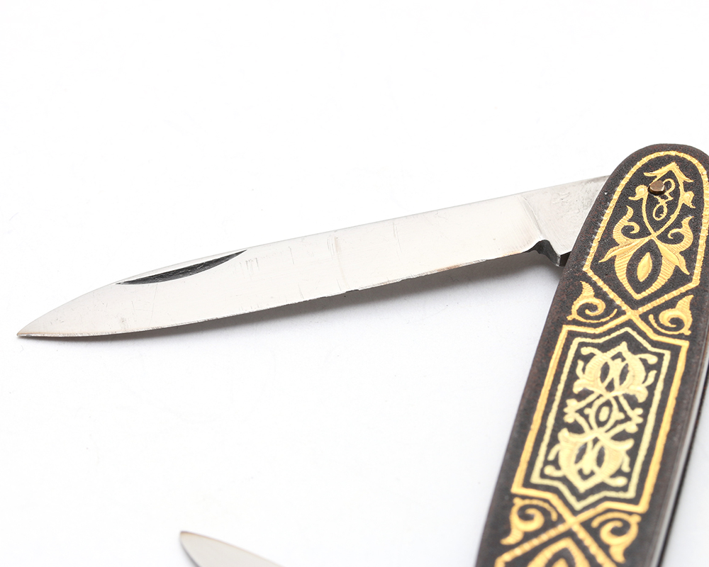 Toledo Spain Folding Pocket Knife with Gold Foil Inlay