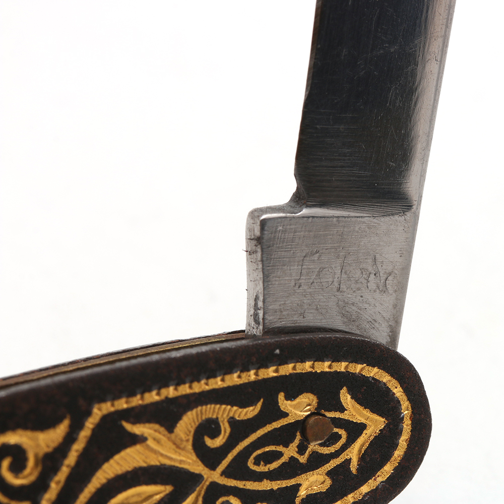 Toledo Spain Folding Pocket Knife with Gold Foil Inlay
