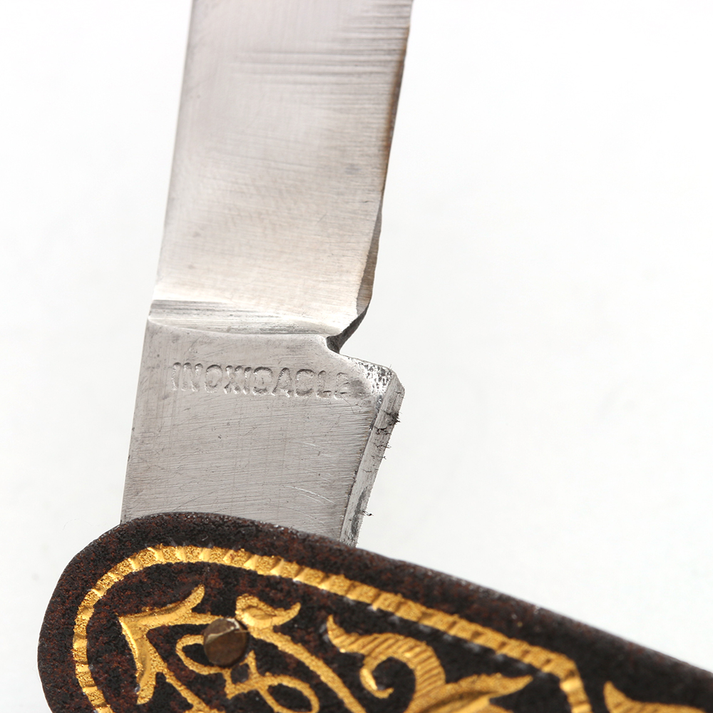Toledo Spain Folding Pocket Knife with Gold Foil Inlay
