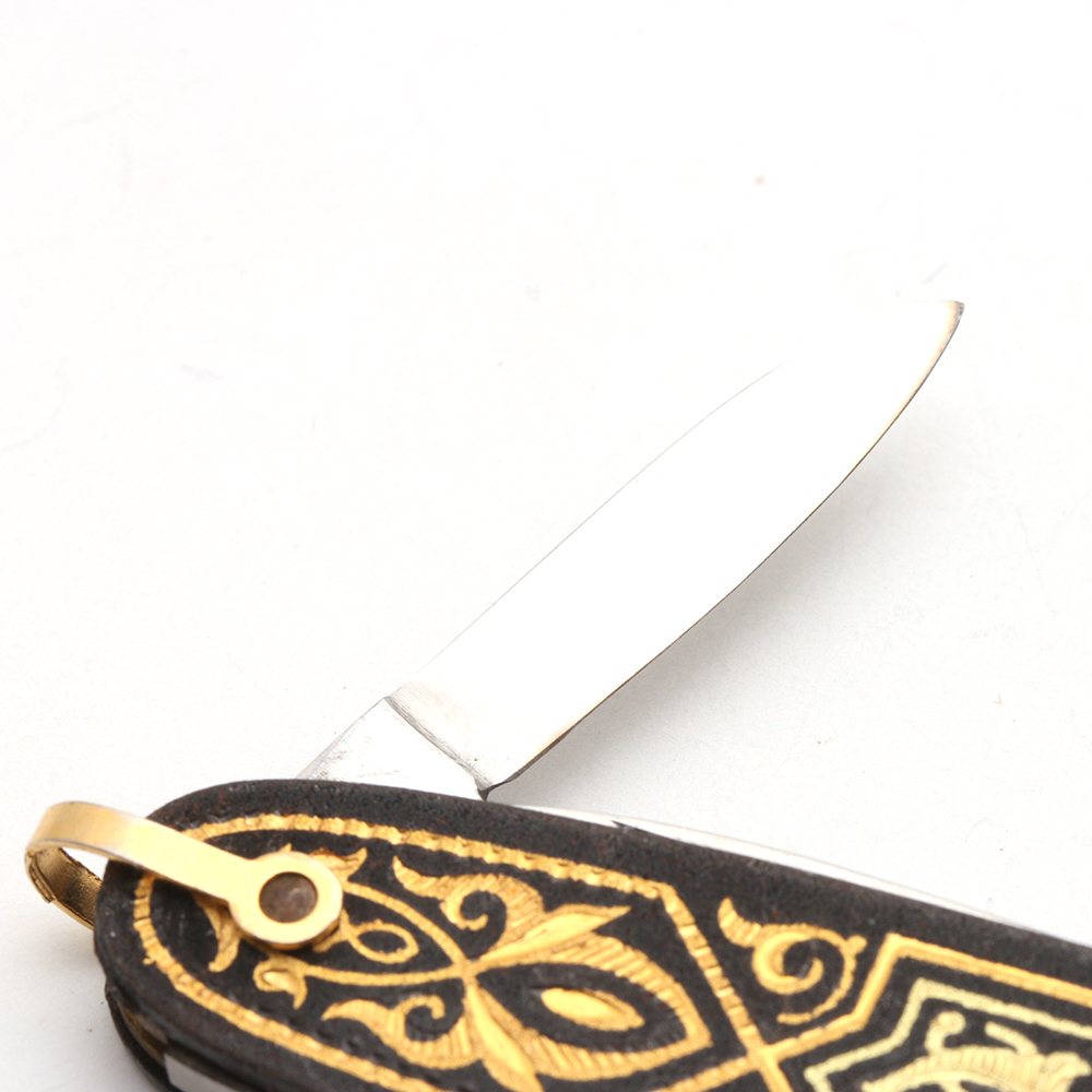Toledo Spain Folding Pocket Knife with Gold Foil Inlay