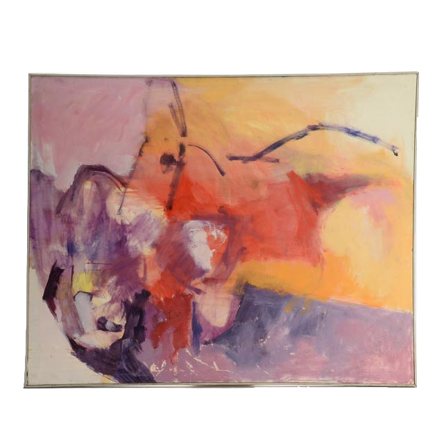 Estelle Laibson Vintage Oil Painting on Canvas "They Walk Away"